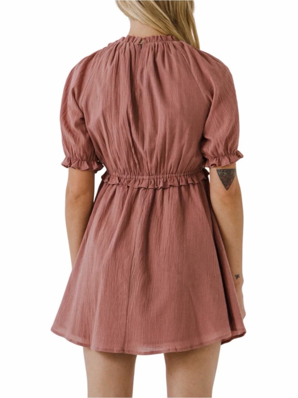 Free The Roses Rust Ruffle Mini Dress – Women’s Size Large - Picture 2 of 12